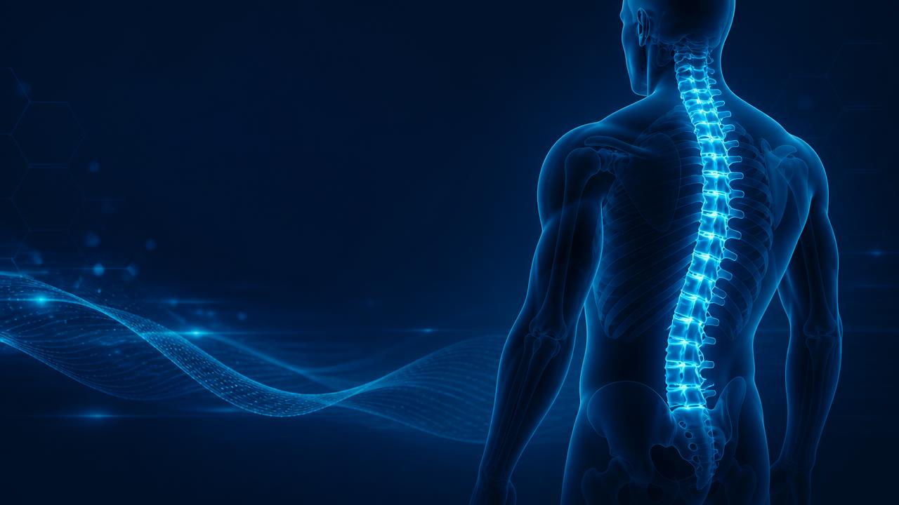 Digitale Darstellung der Wirbelsäule als Symbol für moderne Physiotherapie